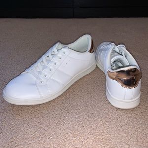 White Sneakers with Rose Gold Embellishment